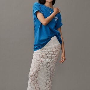 Anthropologie White Lace Maxi Skirt